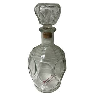 1960s MCM Decanter VTG Glass Stopper Clear Teardrop 9.5" Tall Mid Century Modern